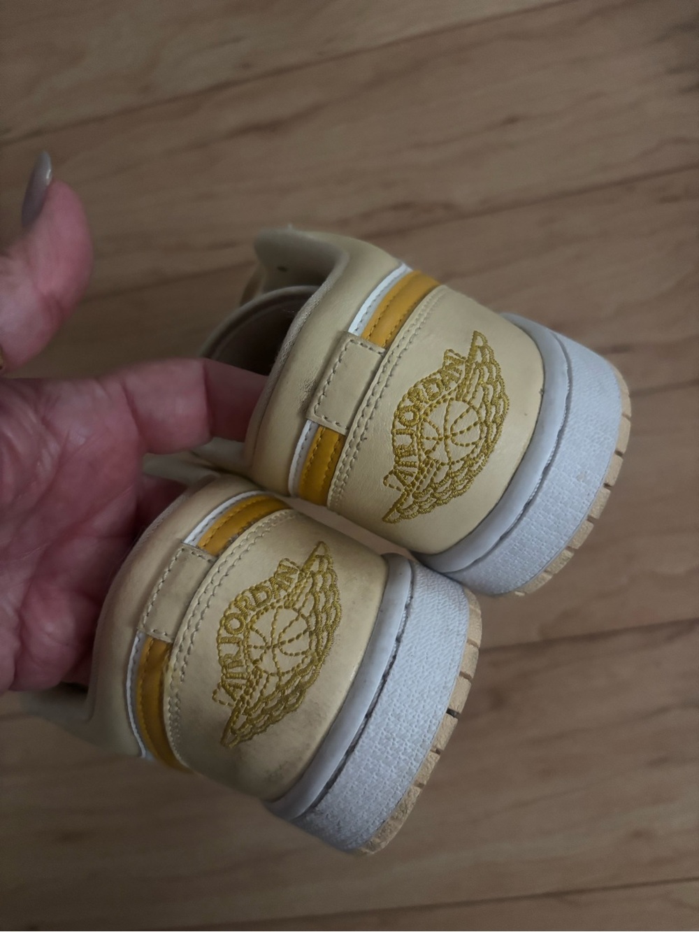 Nike Air Jordan Low-Top Sneakers in White & Yellow - Picture 4 of 5